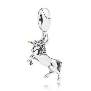 Pandora Sterling Silver & 14K Gold Two Tone Unicorn Bead Dangle Charm